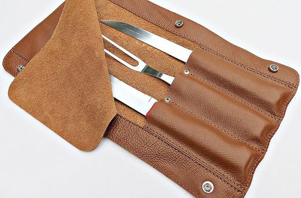 Estojo para 3 facas 10 polegadas, modelo beef, personalizado com nome cor caramelo - Carmisini é boa?