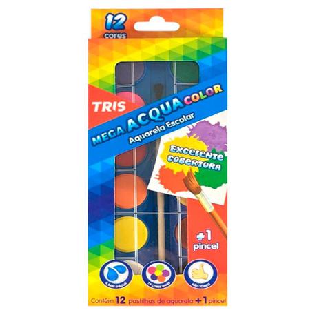 Estojo Tinta Aquarela c/12 cores+Pincel TRIS - Summit Menor preço em Estojo Tinta Aquarela c/12 cores+Pincel TRIS - Summit