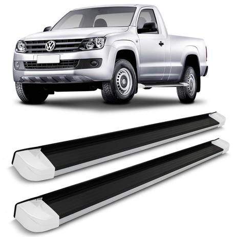 Estribo Lateral Amarok 10 a 17 Cabine Simples Preto com Ponteira Branca Modelo Original - Ck Menor preço em Estribo Lateral Amarok 10 a 17 Cabine Simples Preto com Ponteira Branca Modelo Original - Ck