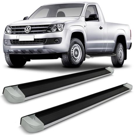 Estribo Lateral Amarok 10 a 17 Cabine Simples Preto com Ponteira Prata Modelo Original - Ck Menor preço em Estribo Lateral Amarok 10 a 17 Cabine Simples Preto com Ponteira Prata Modelo Original - Ck