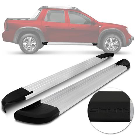 Estribo Lateral Duster Oroch 2015 a 2019 Plataforma Prata Com Ponteira Preta Shutt Modelo Original Menor preço em Estribo Lateral Duster Oroch 2015 a 2019 Plataforma Prata Com Ponteira Preta Shutt Modelo Original