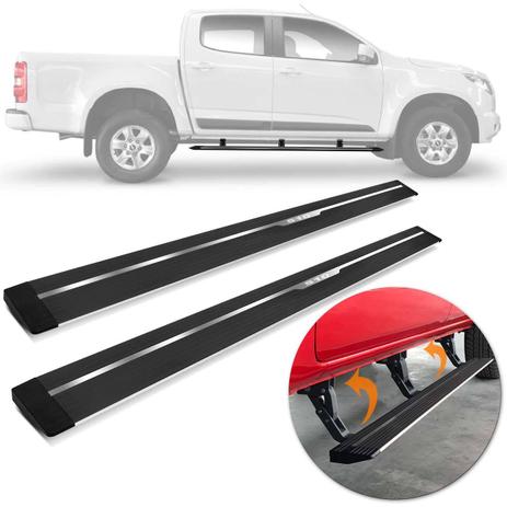 Estribo Lateral Elétrico Retrátil S10 Cabine Dupla 2012 a 2019 Alumínio Preto Modelo Original - Ck Menor preço em Estribo Lateral Elétrico Retrátil S10 Cabine Dupla 2012 a 2019 Alumínio Preto Modelo Original - Ck