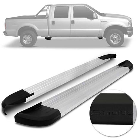 Estribo Lateral F250 1999 A 2011 Cabine Dupla Plataforma Prata Com Ponteira Preta Shutt Original Menor preço em Estribo Lateral F250 1999 A 2011 Cabine Dupla Plataforma Prata Com Ponteira Preta Shutt Original