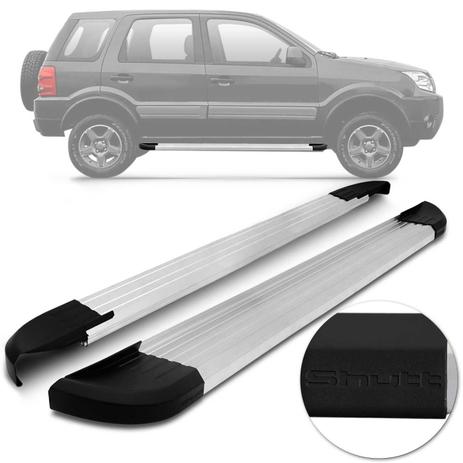 Estribo Lateral Ford Ecosport 2002 A 2012 Alumínio Prata Com Ponteira Preta Shutt Modelo Original Menor preço em Estribo Lateral Ford Ecosport 2002 A 2012 Alumínio Prata Com Ponteira Preta Shutt Modelo Original