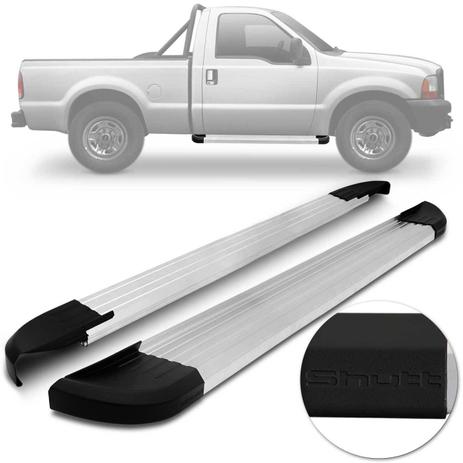 Estribo Lateral Ford F 250 1999 A 2011 Cabine Simples Prata Com Ponteira Preta Shutt Modelo Original Menor preço em Estribo Lateral Ford F 250 1999 A 2011 Cabine Simples Prata Com Ponteira Preta Shutt Modelo Original