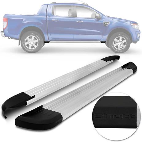 Estribo Lateral Ford Ranger 2013 a 2019 Cabine Dupla Prata Com Ponteira Preta Shutt Modelo Original Menor preço em Estribo Lateral Ford Ranger 2013 a 2019 Cabine Dupla Prata Com Ponteira Preta Shutt Modelo Original
