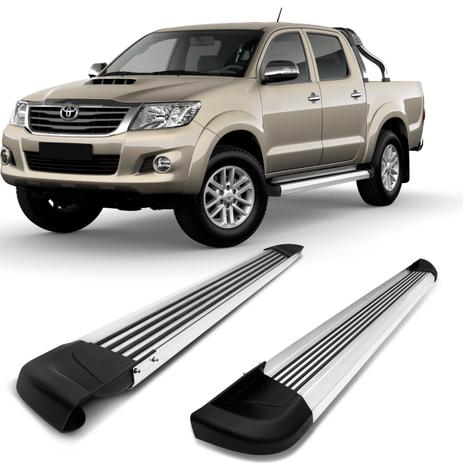 Estribo Lateral Hilux Cabine Dupla 2006 A 2015 Prata Polido Ponteira Preta Fosca Plataforma Bepo G2 Menor preço em Estribo Lateral Hilux Cabine Dupla 2006 A 2015 Prata Polido Ponteira Preta Fosca Plataforma Bepo G2