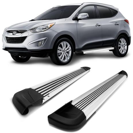 Estribo Lateral Hyundai IX35 2007 A 2015 Prata Polido Ponteira Preta Fosca Plataforma Bepo G2 Menor preço em Estribo Lateral Hyundai IX35 2007 A 2015 Prata Polido Ponteira Preta Fosca Plataforma Bepo G2