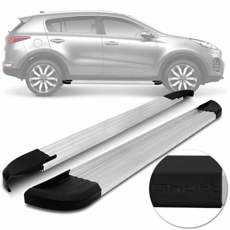 Estribo Lateral Kia Sportage 2017 A 2019 Plataforma Prata Com Ponteira Preta Shutt Modelo Original Menor preço em Estribo Lateral Kia Sportage 2017 A 2019 Plataforma Prata Com Ponteira Preta Shutt Modelo Original