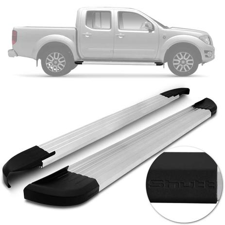 Estribo Lateral Nissan Frontier 2008 A 2016 Alumínio Prata Com Ponteira Preta Shutt Modelo Original Menor preço em Estribo Lateral Nissan Frontier 2008 A 2016 Alumínio Prata Com Ponteira Preta Shutt Modelo Original