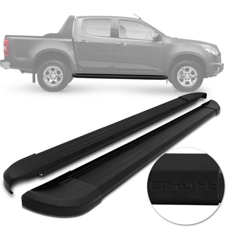 Estribo Lateral Nova S10 2012 a 2019 Cabine Dupla Preto Com Ponteira Preta Shutt Modelo Original Menor preço em Estribo Lateral Nova S10 2012 a 2019 Cabine Dupla Preto Com Ponteira Preta Shutt Modelo Original