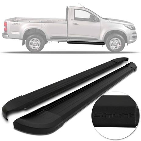 Estribo Lateral Nova S10 2012 a 2019 Cabine Simples Preto Com Ponteira Preta Shutt Modelo Original Menor preço em Estribo Lateral Nova S10 2012 a 2019 Cabine Simples Preto Com Ponteira Preta Shutt Modelo Original