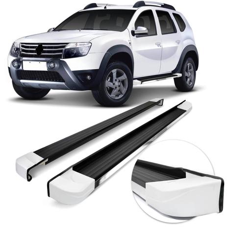 Estribo Lateral Personalizado Duster 2011 a 2017 Preto e Cromado Ponta Branca Original - Ck Menor preço em Estribo Lateral Personalizado Duster 2011 a 2017 Preto e Cromado Ponta Branca Original - Ck