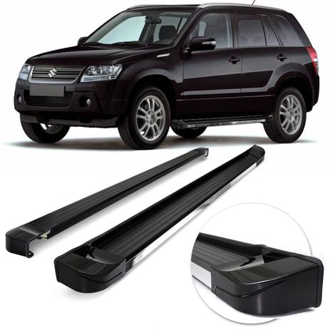 Estribo Lateral Personalizado Grand Vitara 2008 a 2015 Preto e Cromado Ponta Preta Original - Ck Menor preço em Estribo Lateral Personalizado Grand Vitara 2008 a 2015 Preto e Cromado Ponta Preta Original - Ck