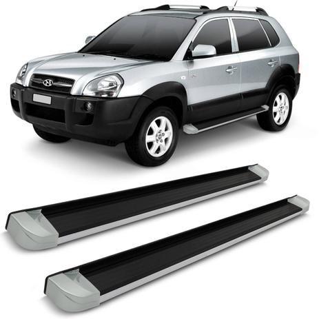 Estribo Lateral Personalizado Hyundai Tucson 2006 a 2014 Preto e Cromado Ponta Prata Original - Ck Menor preço em Estribo Lateral Personalizado Hyundai Tucson 2006 a 2014 Preto e Cromado Ponta Prata Original - Ck
