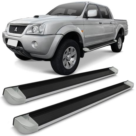 Estribo Lateral Personalizado L200 Sport 08 a 15 Preto e Cromado Ponta Prata Modelo Original - Ck Menor preço em Estribo Lateral Personalizado L200 Sport 08 a 15 Preto e Cromado Ponta Prata Modelo Original - Ck