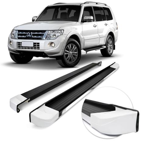 Estribo Lateral Personalizado Pajero Full 2008 a 2015 5P Preto e Cromado Ponta Branca Original - Ck Menor preço em Estribo Lateral Personalizado Pajero Full 2008 a 2015 5P Preto e Cromado Ponta Branca Original - Ck