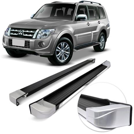 Estribo Lateral Personalizado Pajero Full 2008 a 2015 5P Preto e Cromado Ponta Prata Original - Ck Menor preço em Estribo Lateral Personalizado Pajero Full 2008 a 2015 5P Preto e Cromado Ponta Prata Original - Ck