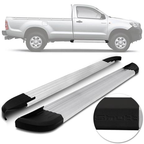 Estribo Lateral Toyota Hilux 2005 A 2015 Cabine Simples Plataforma Prata Com Ponteira Preta Shutt Menor preço em Estribo Lateral Toyota Hilux 2005 A 2015 Cabine Simples Plataforma Prata Com Ponteira Preta Shutt