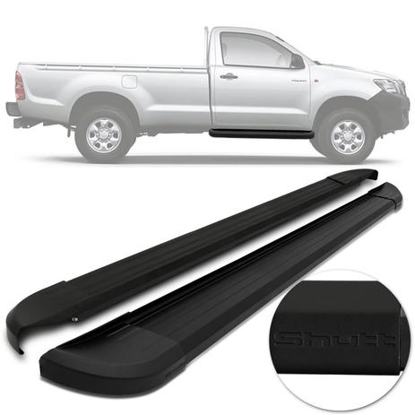 Estribo Lateral Toyota Hilux 2005 A 2015 Cabine Simples Plataforma Preto Com Ponteira Preta Shutt Menor preço em Estribo Lateral Toyota Hilux 2005 A 2015 Cabine Simples Plataforma Preto Com Ponteira Preta Shutt