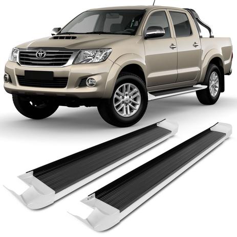 Estribo Lateral Toyota Hilux Cabine Dupla 2005 a 2015 Plataforma Preto Ponteira Branca Original - Ck Menor preço em Estribo Lateral Toyota Hilux Cabine Dupla 2005 a 2015 Plataforma Preto Ponteira Branca Original - Ck