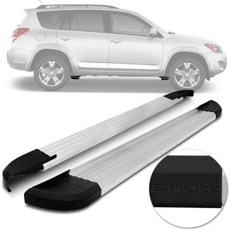 Estribo Lateral Toyota RAV4 2005 a 2012 Alumínio Prata Com Ponteira Preta Shutt Modelo Original Menor preço em Estribo Lateral Toyota RAV4 2005 a 2012 Alumínio Prata Com Ponteira Preta Shutt Modelo Original