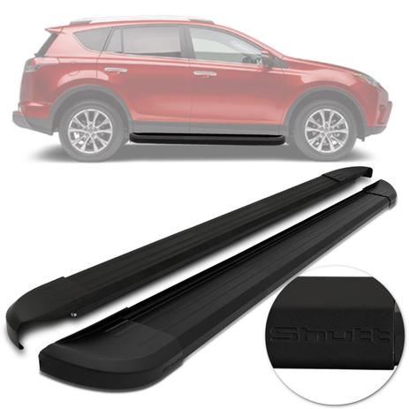 Estribo Lateral Toyota RAV4 2013 A 2017 Plataforma Preto Com Ponteira Preta Alumínio Shutt Menor preço em Estribo Lateral Toyota RAV4 2013 A 2017 Plataforma Preto Com Ponteira Preta Alumínio Shutt