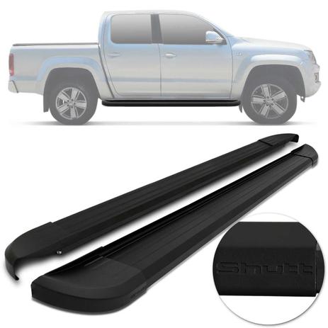 Estribo Lateral Volkswagen Amarok 2010 A 2019 Cabine Dupla Preto Com Ponteira Preta Shutt Original Menor preço em Estribo Lateral Volkswagen Amarok 2010 A 2019 Cabine Dupla Preto Com Ponteira Preta Shutt Original