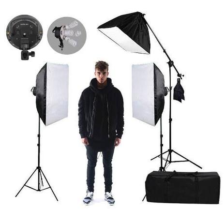 Estúdio de Iluminação Eros c/ Softbox 50x70 Tripé Girafa PK-SB03 - 220v - Greika Menor preço em Estúdio de Iluminação Eros c/ Softbox 50x70 Tripé Girafa PK-SB03 - 220v - Greika