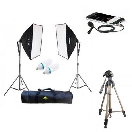 Estúdio de Iluminação para YouTuber com Tripé e Microfone - Diy 110v - Tudoprafoto Menor preço em Estúdio de Iluminação para YouTuber com Tripé e Microfone - Diy 110v - Tudoprafoto