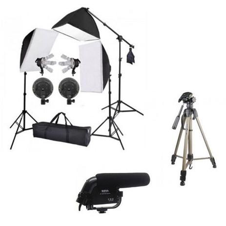 Estúdio YouTuber Iluminação Softbox c/ Tripé e Microfone - Tutorial 220v - Tudoprafoto Menor preço em Estúdio YouTuber Iluminação Softbox c/ Tripé e Microfone - Tutorial 220v - Tudoprafoto