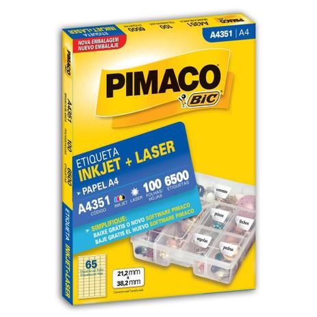 Etiqueta Adesiva InkJet Laser A4 A4351 CX 6500 UN Pimaco Menor preço em Etiqueta Adesiva InkJet Laser A4 A4351 CX 6500 UN Pimaco