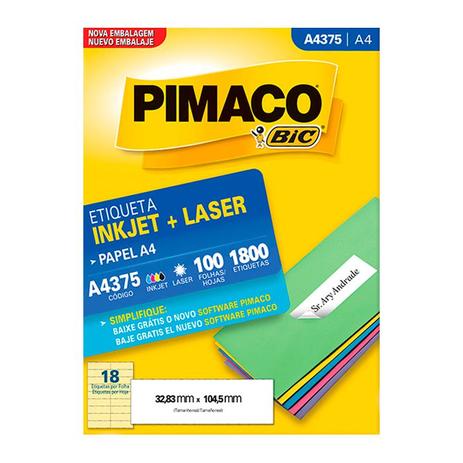Etiqueta Pimaco InkJet+Laser Branca A4 375 Menor preço em Etiqueta Pimaco InkJet+Laser Branca A4 375