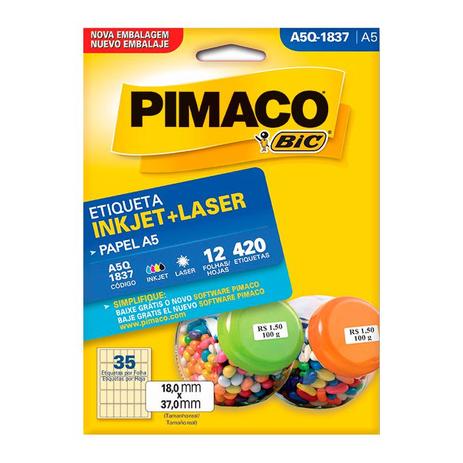 Etiqueta Pimaco InkJet+Laser Branca A5 Q1837 Menor preço em Etiqueta Pimaco InkJet+Laser Branca A5 Q1837