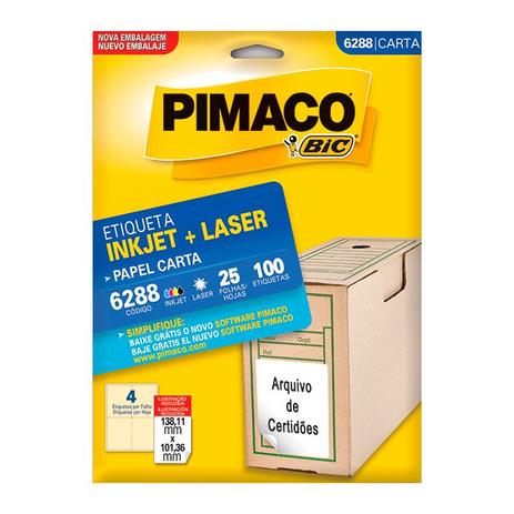 Etiqueta Pimaco InkJet+Laser Branca Carta 6288 Menor preço em Etiqueta Pimaco InkJet+Laser Branca Carta 6288