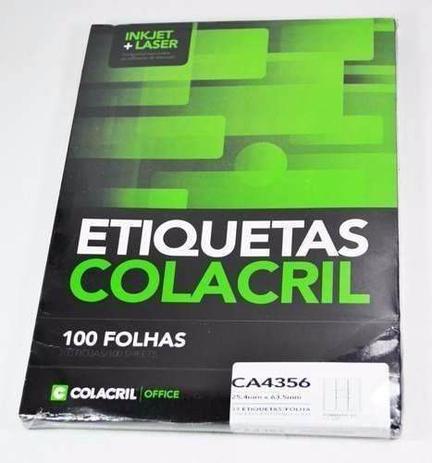Etiquetas Adesivas A4 25,4mm X 63,5mm 100 Folhas Colacril Ca4356 Menor preço em Etiquetas Adesivas A4 25,4mm X 63,5mm 100 Folhas Colacril Ca4356