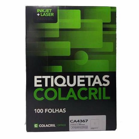 Etiquetas Adesivas A4 297 X 210mm 100 Folhas Colacril CA4367 Menor preço em Etiquetas Adesivas A4 297 X 210mm 100 Folhas Colacril CA4367