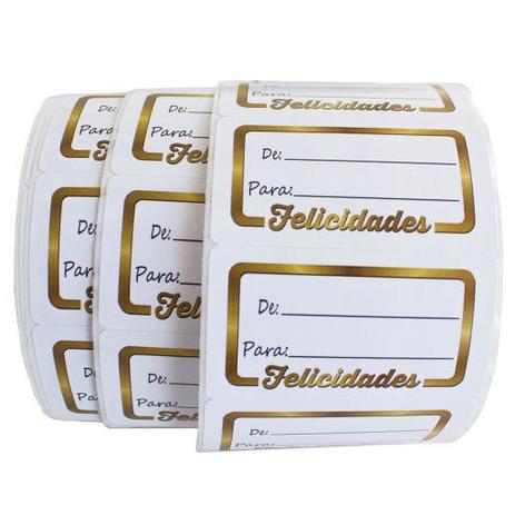 Menor preço em Etiquetas Adesivas para Presente "De Para" - 500 un. - Dourado Felicidades - Metas Embalagens