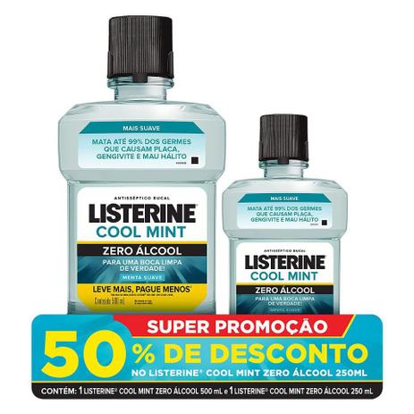 Exaguante Bucal Listerine Zero 500ml Leve Mais Pague Menos + 50% de Desconto Leve Menta Zero 250ml é boa?