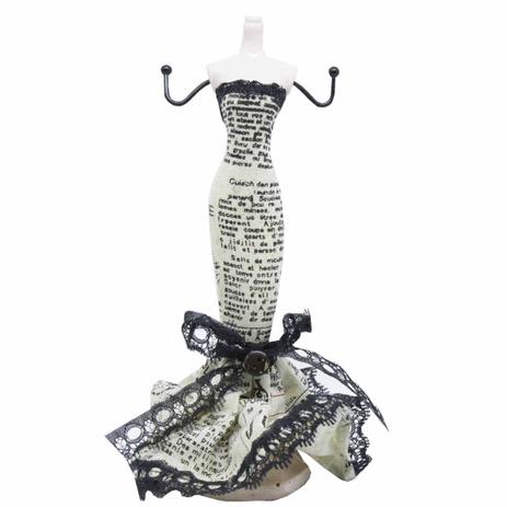 Expositor de joias em formato boneca com vestido - acompanha cabide - Oficina Embalagens