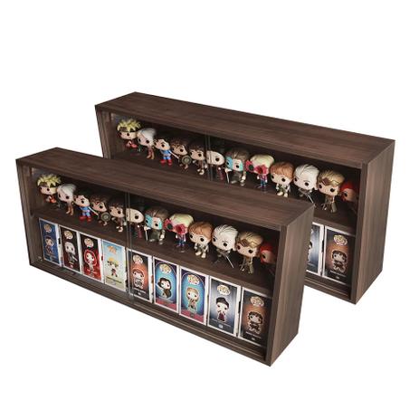 Expositor Funko Pop Mdf, madeira, 2 vãos, portas em vidro, Dom Móveis - kit 2 Unidades Menor preço em Expositor Funko Pop Mdf, madeira, 2 vãos, portas em vidro, Dom Móveis - kit 2 Unidades