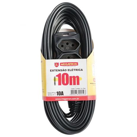 Extensão 10MT 3 Tomadas Cabo PP Plano 10A Megatron Menor preço em Extensão 10MT 3 Tomadas Cabo PP Plano 10A Megatron