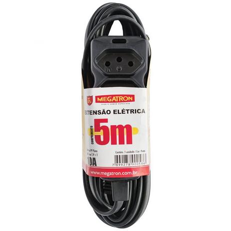Extensão 5MT 3 Tomadas Cabo PP Plano 10A Megatron Menor preço em Extensão 5MT 3 Tomadas Cabo PP Plano 10A Megatron