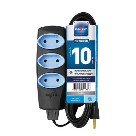 Extensão elétrica 10 metros 3 tomadas Noshock grafite Daneva é boa?