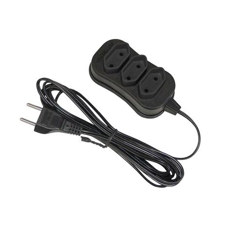 Extensão elétrica 3 metros 3 tomadas bivolt preto Force Line - Forceline é boa?