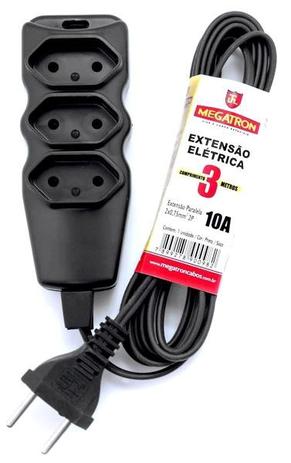 Extensão Elétrica 3 Tomadas 2P/10A 3 metros - Megacabos ind.com. Menor preço em Extensão Elétrica 3 Tomadas 2P/10A 3 metros - Megacabos ind.com.