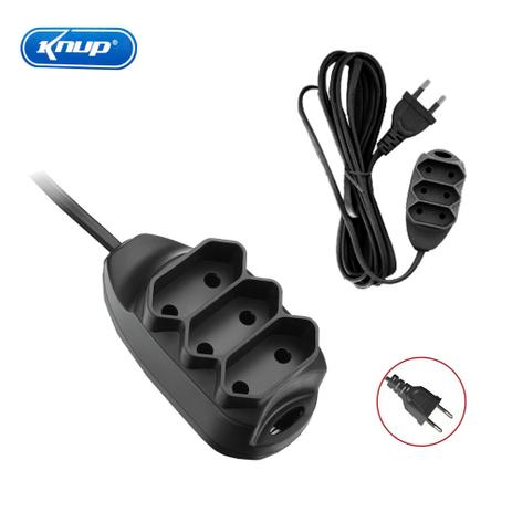 Extensão Elétrica 3 Tomadas SL7013 Knup 1,50m NBR14136 Padrão Novo Preto Menor preço em Extensão Elétrica 3 Tomadas SL7013 Knup 1,50m NBR14136 Padrão Novo Preto