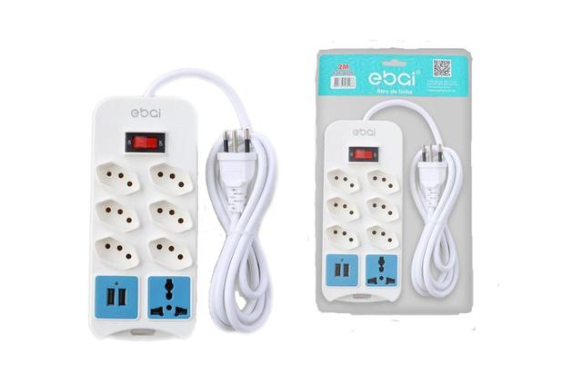 Extensão Elétrica 7 Tomadas Régua Bivolt C/ 2 Usb Cabo 1,8m - Ebai Menor preço em Extensão Elétrica 7 Tomadas Régua Bivolt C/ 2 Usb Cabo 1,8m - Ebai