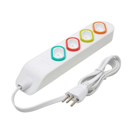 Extensão elétrica Multitomadas 3m 4 tomadas 2P T 10A DN1844 branca Daneva Menor preço em Extensão elétrica Multitomadas 3m 4 tomadas 2P T 10A DN1844 branca Daneva