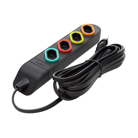 Extensão elétrica Multitomadas 3m 4 tomadas 2P T 10A DN1846 preta Daneva é boa?
